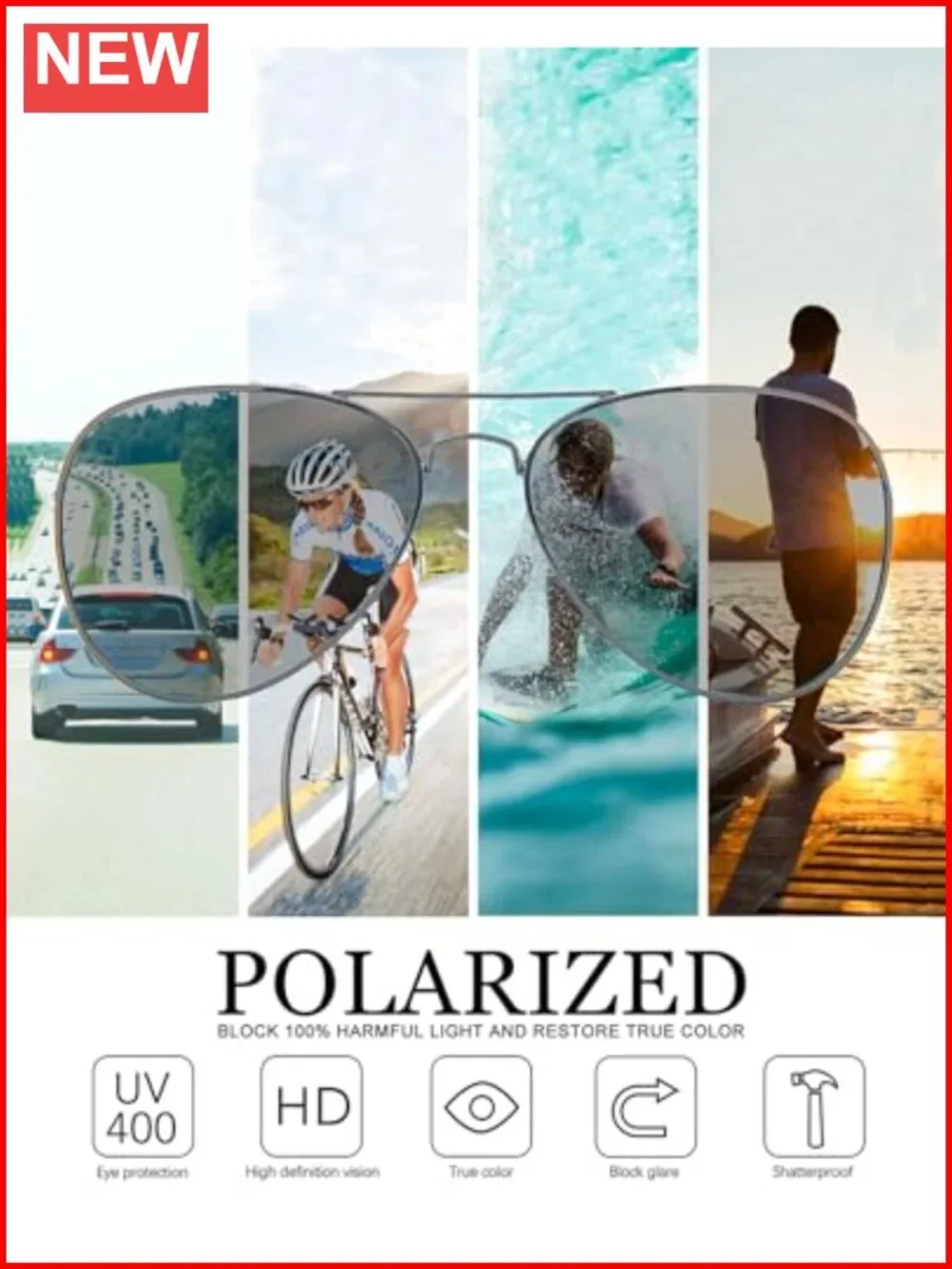 Polarized Aviator Sunglasses UV400 Protection Metal Frame Pilot Style